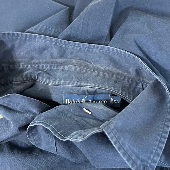 Ralph Lauren Blake Button Up XL Mens VTG Short Sleeve Blue FLAW 100% Cotton - Picture 2 of 12